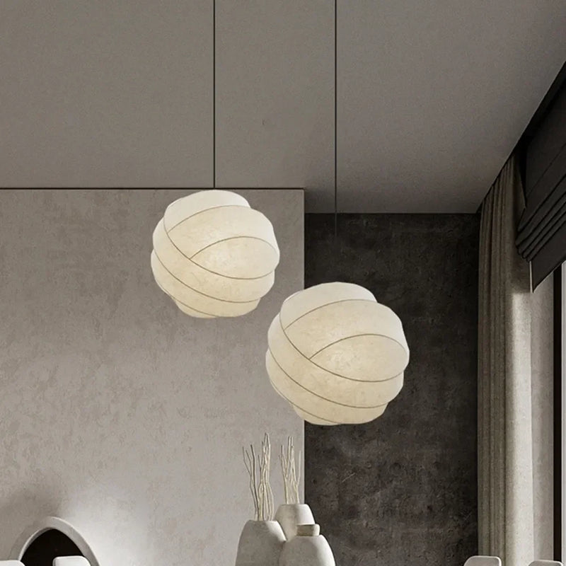 Axyaa Wabi Sabi Silk Ball Pendant Lamp - Minimalist Japanese Style Light