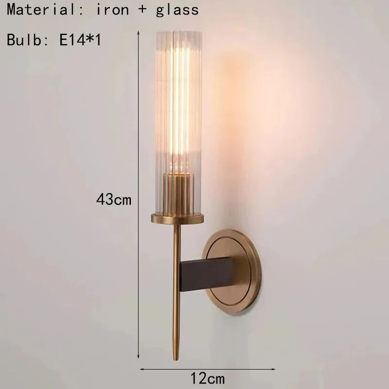 Axyaa Clear Glass Copper Wall Light for Living Room Bedroom Dining Room