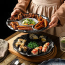 Axyaa Ceramic Sushi Vegetable Fruit Plate, Four Grid Divided Plate