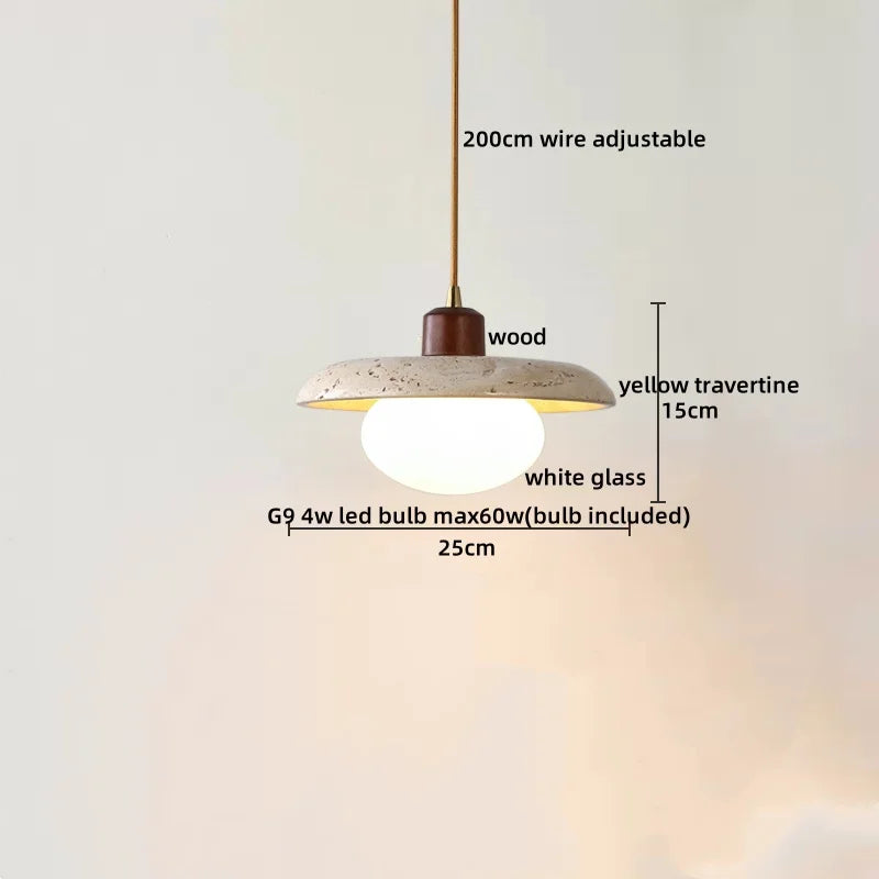 Axyaa Yellow Travertine LED Pendant Lights for Modern Living Spaces
