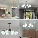 Axyaa Cream Glass Sphere Ceiling Chandelier. Modern Living Room, Bedroom, Dining Room Lighting.