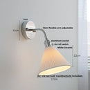 Axyaa White Glass LED Wall Light - Nordic Modern Adjustable Arm Bedside Lamp