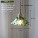 Axyaa Nordic Green Glass Pendant Lamp - Brass Ceiling Lighting for Kitchen Island