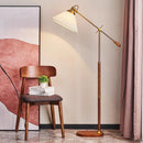 Axyaa Modern Nordic Vintage Floor Lamp American Style Metal Walnut Wood Gold Standing Lamp