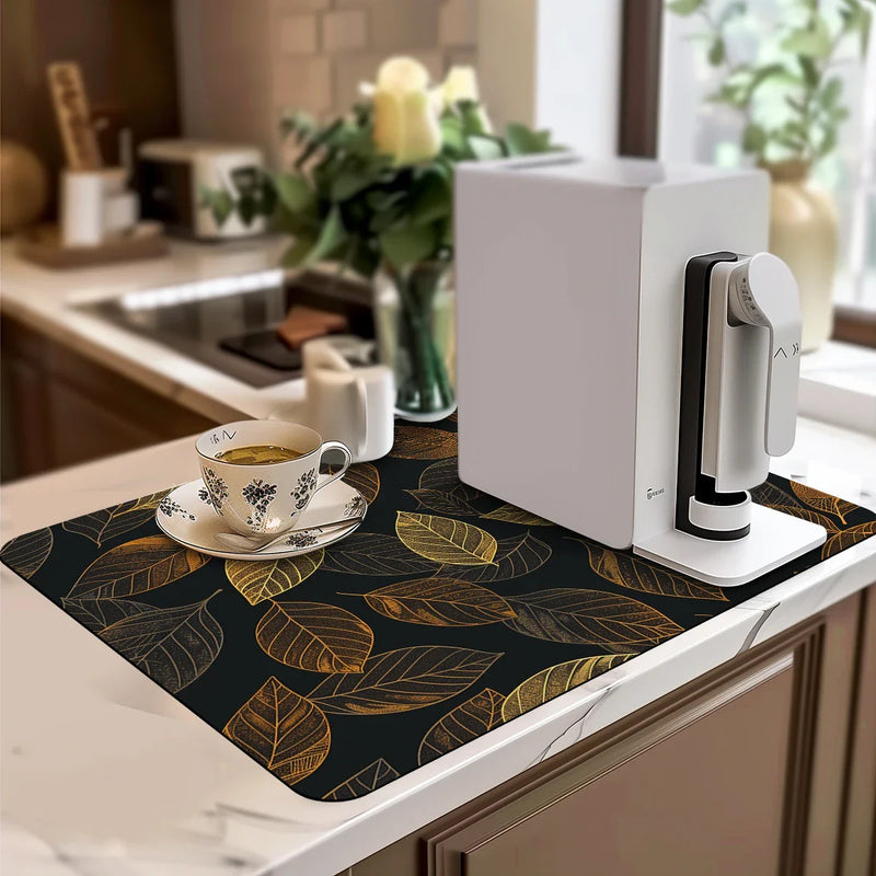 Axyaa Branches Leaves Kitchen Bathroom Drying Mat Branches Leaves Antiskid Drain Pad