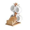 Axya Bamboo Coffee Cup Set: 4-Piece Creative Mug and Saucer with Stand