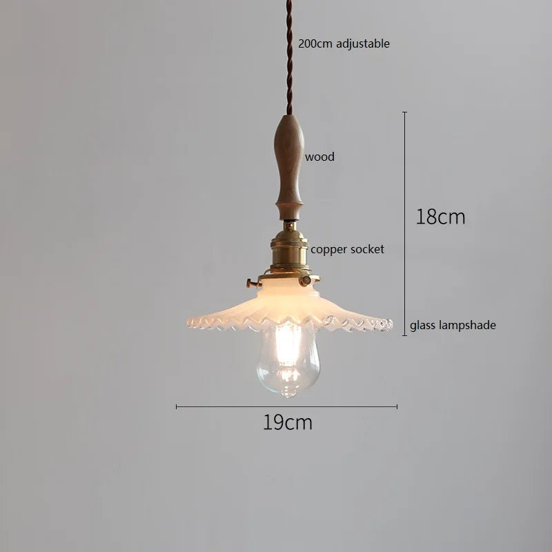 Axyaa Ceramic LED Pendant Light with Wood Copper Socket - 30CM