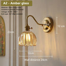 Axyaa Retro Floral Glass Wall Lamp: Modern Nordic Wall Sconce for Bedroom LED Lighting