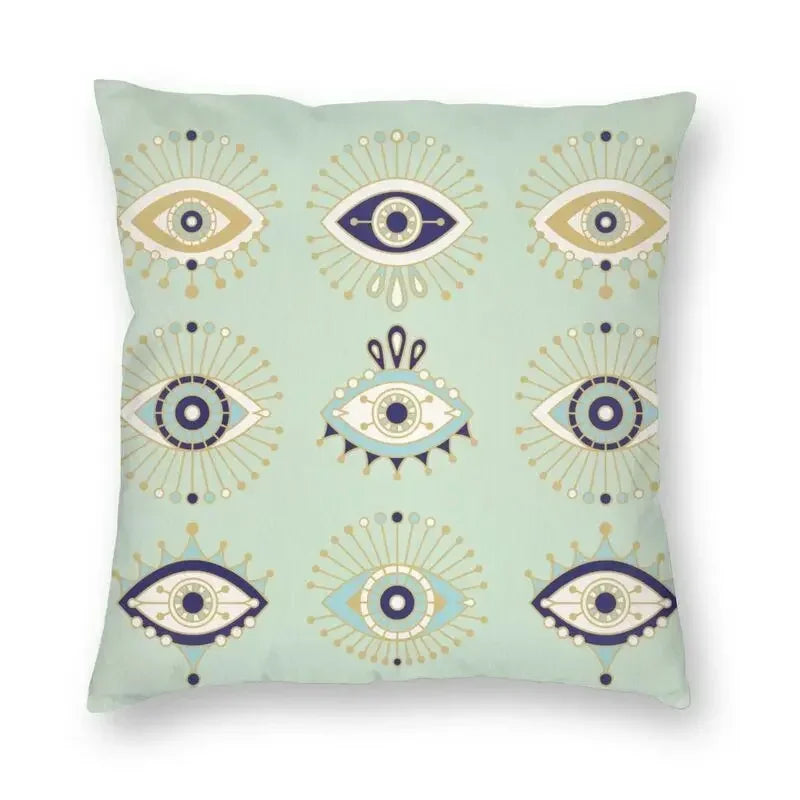 Evil Eye Black Art Cushion Cover Mystery Spirit Pillowcase by Axyaa