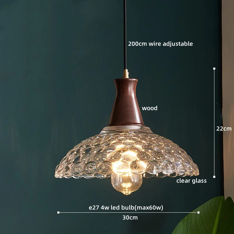 Axyaa Japanese Style LED Glass Pendant Lamp for Kitchen, Bedroom & Living Room