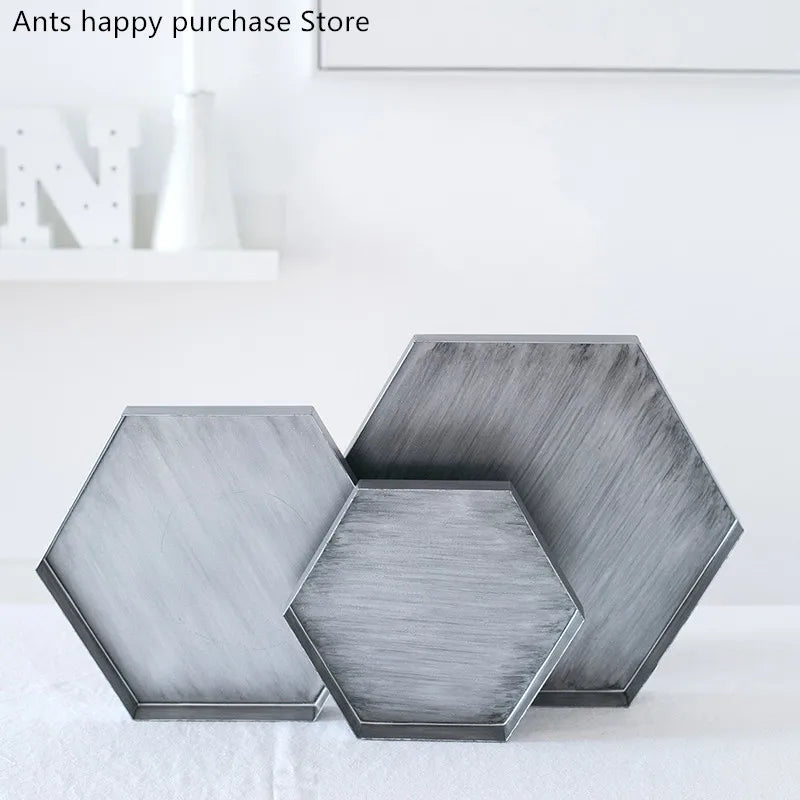Axya Hexagon Jewelry Storage Tray - Elegant Desktop Decoration and Dessert Plate