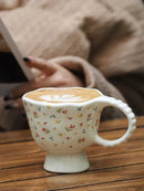 Axya Vintage Ceramic Coffee Mug, Cartoon Kitchen Drinkware Set, Hand Carved Flower Girl Gift