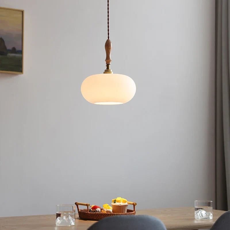 Axyaa White Glass LED Pendant Lights - Modern Nordic Decor Hanging Lamp