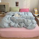 Axyaa Washed Cotton Bedding Set: Duvet Cover, Pillowcase, Top Sheet