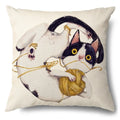Axyaa Cartoon Kitty Cat Linen Pillowcase for Bed, Couch, and Sofa Décor
