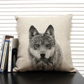 Axyaa African Animal Linen Pillow Cover 45x45cm - Lion, Elephant, Elk Portrait Decor