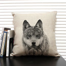 Axyaa African Animal Linen Pillow Cover 45x45cm - Lion, Elephant, Elk Portrait Decor