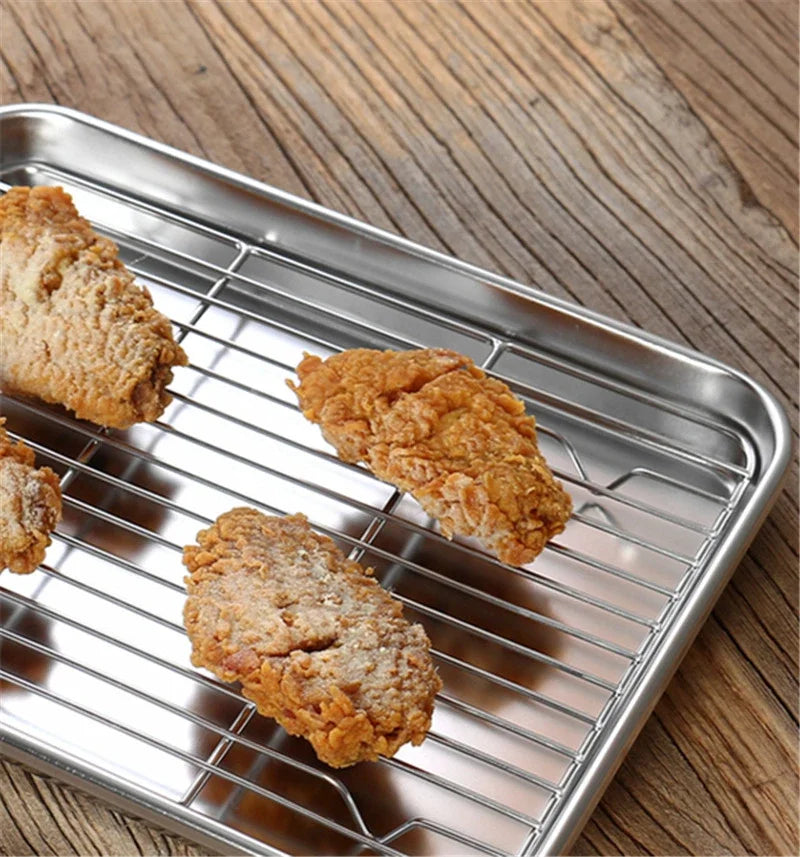 Axya Stainless Steel Baking Tray Set with Removable Cooling Rack