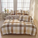 Axyaa Blue & White Grid 4-Piece Bed Sheet Set, Thickened Material