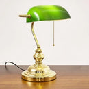 Axyaa Vintage Banker Desk Lamp with Green Glass Lampshade