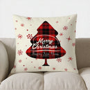 Axyaa Merry Christmas Red Plaid Holiday Pillow Cover - for Sofa, Bedroom, Car