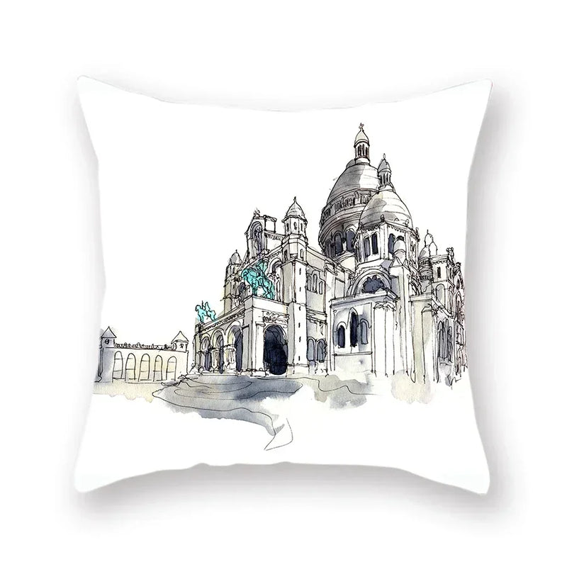 Axyaa World Buildings Printed Cushion Covers