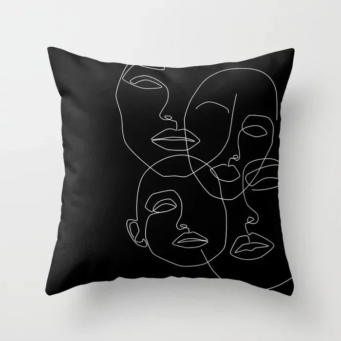 Axyaa Abstract Art Couple Portrait Pillow Cover 45X45CM