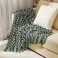Axyaa Grey Wave Acrylic Knitted Throw Blanket with Tassels