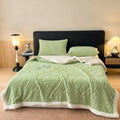 Axyaa Jacquard Taffeta Double Layer Blanket & Pillow Cases Autumn Winter Plush Throw Blanket