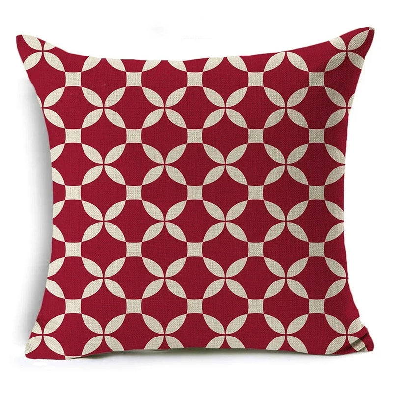 Geometric Linen Seat Cover 45x45cm for Home Decor - Axyaa