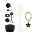 Axyaa Cup Set: 9 Straws, Brush, Flower Charm, 3 Stoppers, Cover Boot