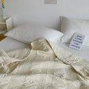 Axyaa Quilted Cotton Sand Washed Bed Cover - Cream Padded Sheets