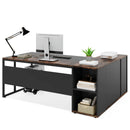 Axyaa Executive L-Shaped Desk with Cabinet Storage and Shelves