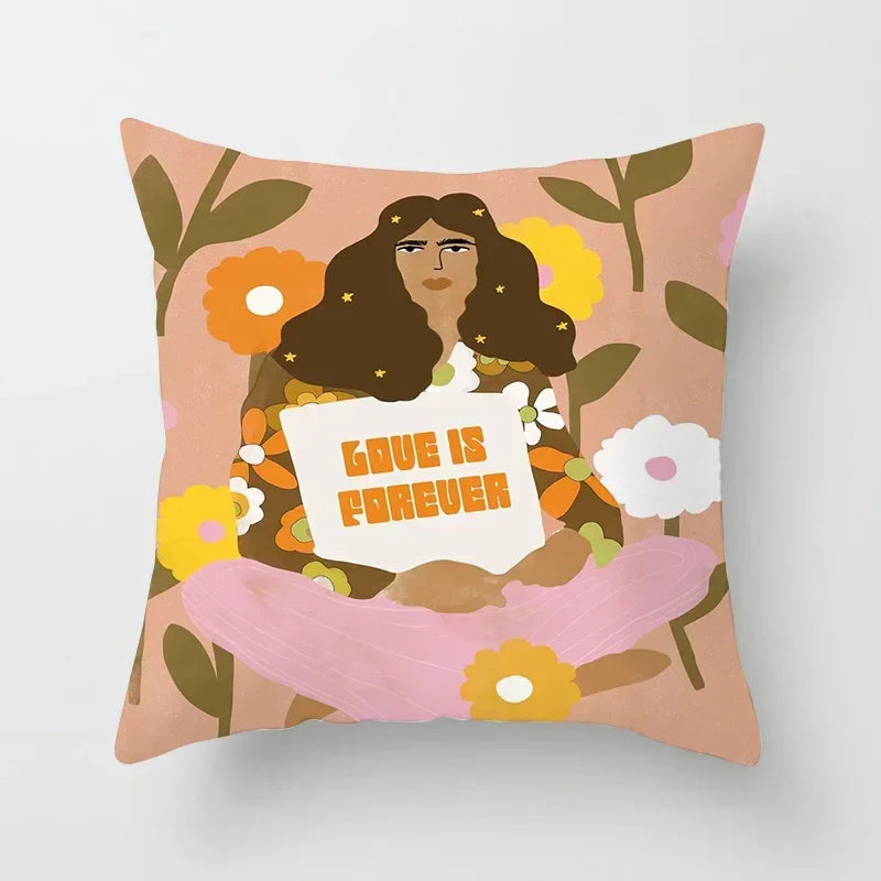 Axyaa Women Flower Oil Painting Decorative Pillowcase for Home Sofa Decor