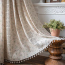 Axya Orchid Chrysanthemum Kitchen Curtains: Semi-Blackout with Tassels