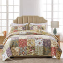 Axyaa Blooming Prairie 100% Cotton Patchwork Reversible Quilt Set - 3-Piece Full/Queen