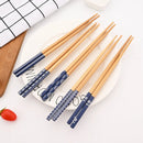 Axyaa Bamboo Chopsticks Set - 5 Pair Reusable Japanese Style Multicolor Wood