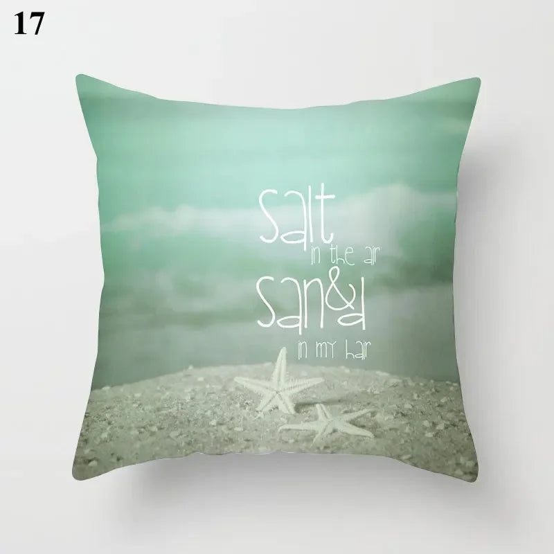 Axyaa Mint Green Blue Geometric Cushion Cover Modern Home Decor
