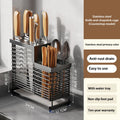 Stainless Steel Countertop Knife Holder with Drain Tray by Axyaa