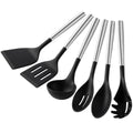 Axyaa Silicone Kitchenware Set: Spatula, Strainer, Spoon, Clip, Utensils - White, 6pcs