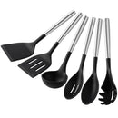 Axyaa Silicone Kitchenware Set: Spatula, Strainer, Spoon, Clip, Utensils - White, 6pcs