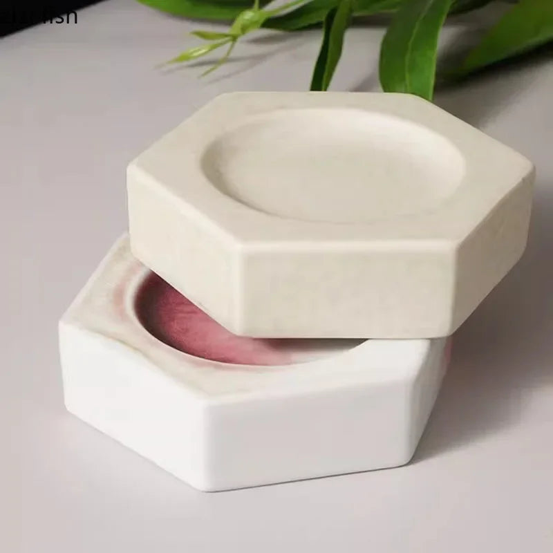 Axya Hexagonal Ceramic Dinner Plate: Molecular Cuisine Speciality Tableware