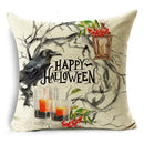 Axyaa Halloween Bat Pumpkin Illustration Pillowcase Sofa Lumbar Pillow Cover