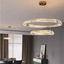 Axyaa Gold Crystal Pendant Lights Dimmable Luxury LED Irregular Ring