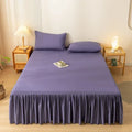 Axyaa Solid Color Bed Skirt with Elastic Band, Queen/King Size, Brushed Fabric
