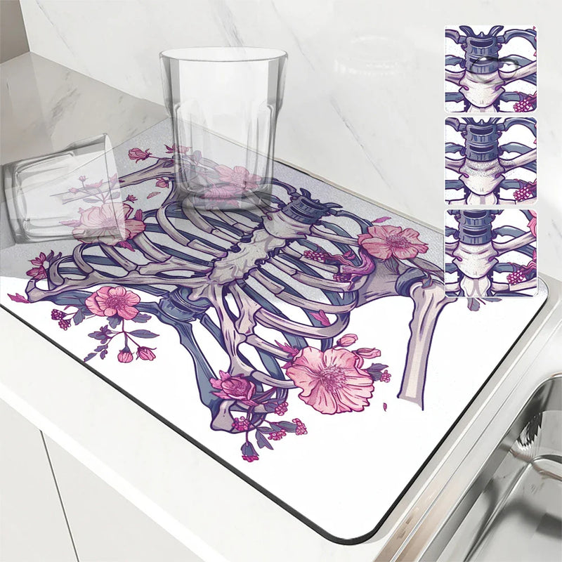 Axyaa Halloween Diatom Mud Kitchen Drain Pads Set for Tableware & Coffee Machine