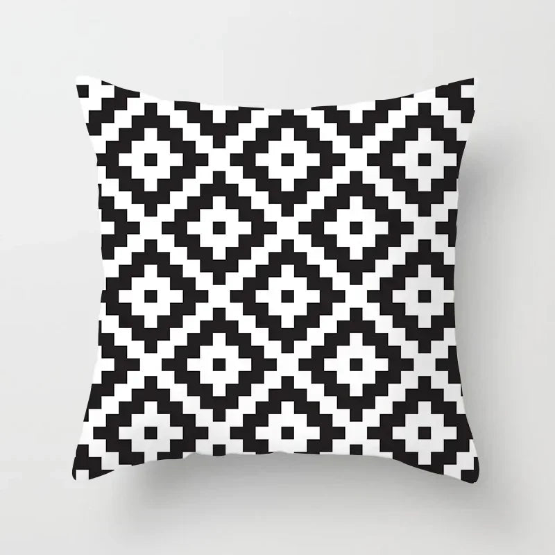 Geometric Black Yellow Cushion Covers - Axyaa Modern 18" Throw Pillow Case