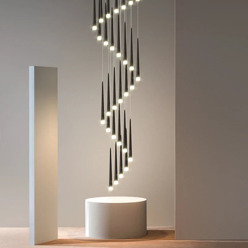Axyaa Modern Black Long LED Pendant Lamps for Living Room and Restaurant