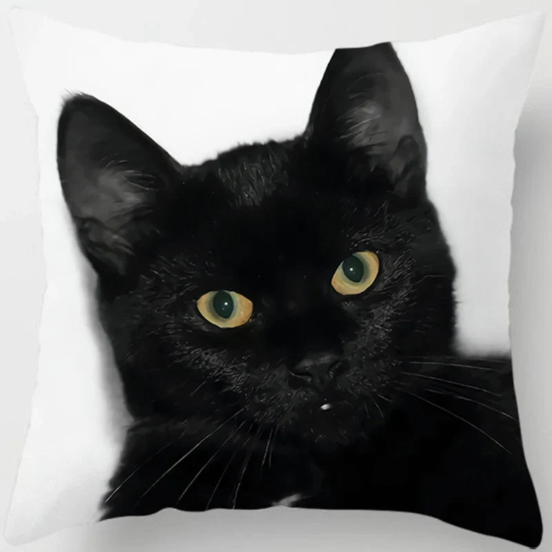 Axyaa  Black Cat Pillowcase  Decorative Square Cushion Cover 45*45cm