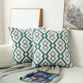 Axyaa Grey Blue/White Geometric Floral Embroidered Cushion Cover 45x45cm